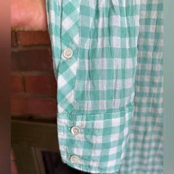 NWT J. Crew Mint/white checkered button down shirts size 8 - Picture 3 of 7